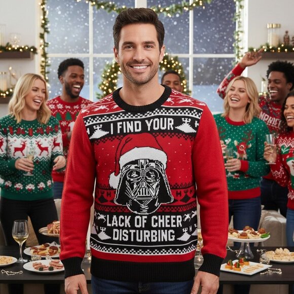 Star Wars Darth Vader Christmas Sweater Lack Of Cheer Disturbing Avail: M-XXL - Picture 1 of 5